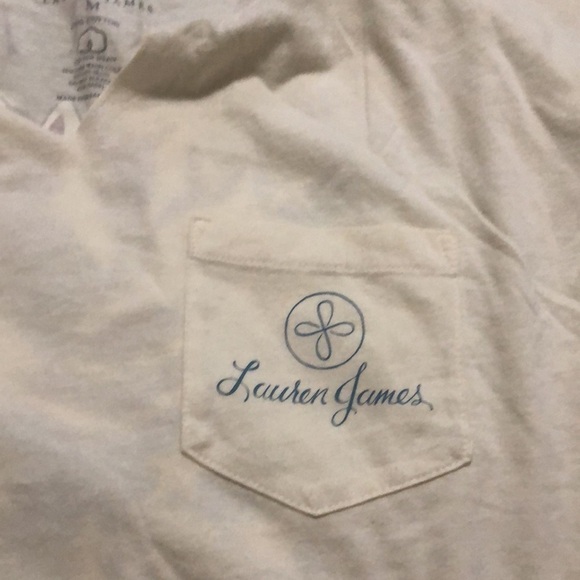 Lauren James American Magnolia Ivory Cropped Tee NWT Medium - Picture 4 of 5